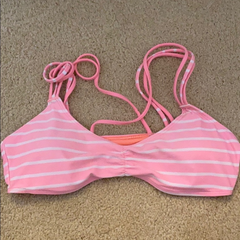 Adorable Coral and white bikini top